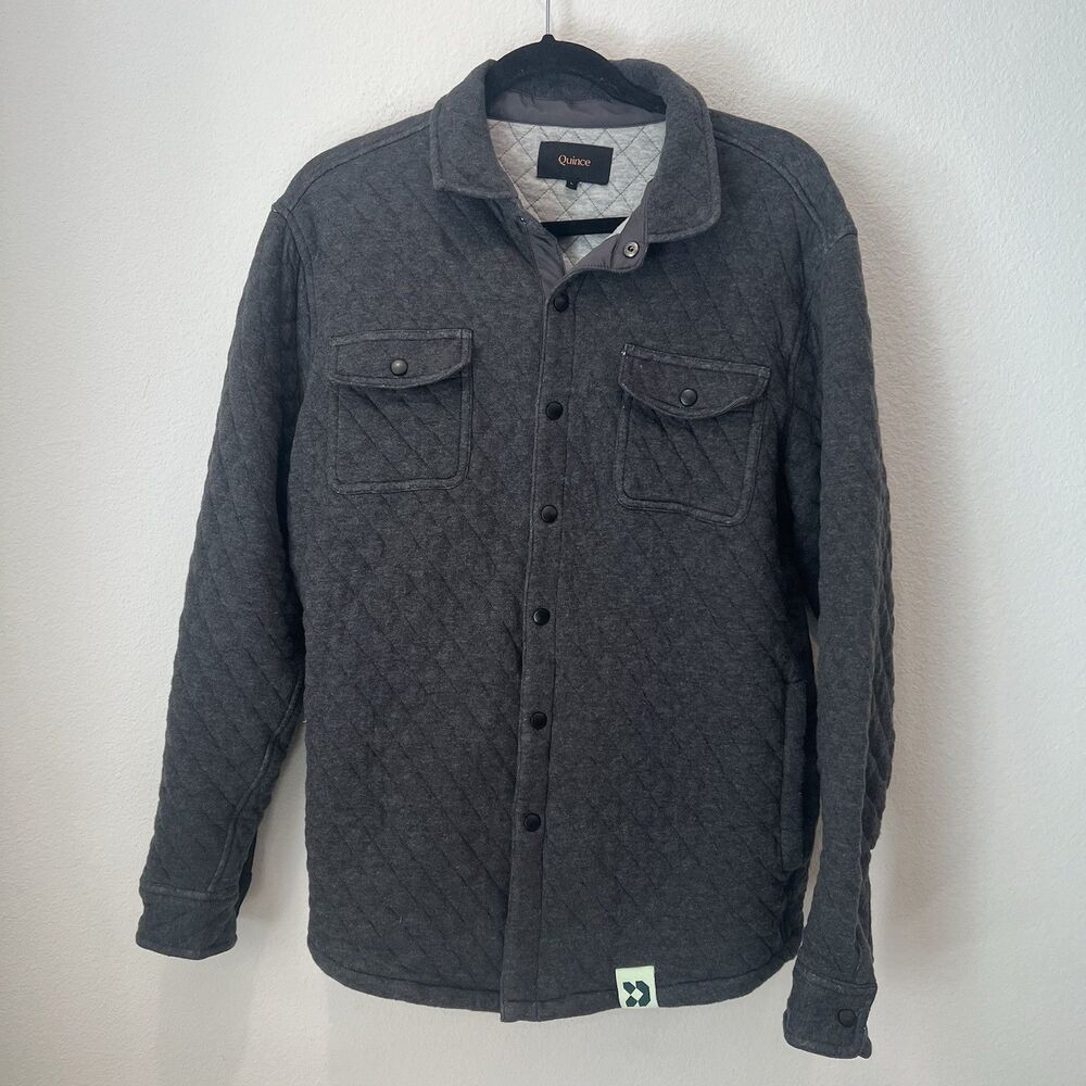 Quince Organic Cotton Quilted Charcoal Overshirt Size Large Outdoors Vacation